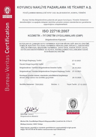 ISO 22716:2007 Koyuncu Kimya - Klor Alkali Üretim Tesisi